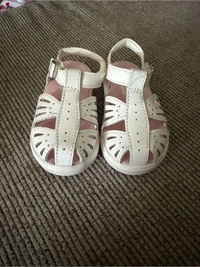 Keds White and Pink Baby Walker Sandals